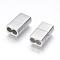 Tarnish Resistant 304 Stainless Steel Magnetic Clasps with Glue-in Ends, Rectangle, Stainless Steel Color, 17.5x11x6.5mm, Hole: 4mm