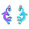 Ion Plating(IP) 201 Stainless Steel Pendants, Halloween Style, Gecko, Rainbow Color, 15.5x8x1mm, Hole: 1.2mm