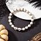 Halloween Brass Crystal Rhinestone & Dyed Synthetic Turquoise Skull & Round Beaded Stretch Bracelets for Men Women, Platinum, White, Inner Diameter: 2-3/8 inch(6cm)