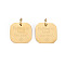 304 Stainless Steel Charms, with Jump Rings, Square with Word Falling in love for Real, Real 14K Gold Plated, 11x11x1mm, Jump Ring: 3.8x0.5mm, 2.8mm inner diameter