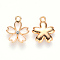 Alloy Enamel Pendants, with Crystal Rhinestone, Sakura Flower, Light Gold, Wheat, 17x14x3mm, Hole: 1.8mm
