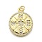 Rack Plating Brass Micro Pave Cubic Zirconia Pendants, Compass, with Jump Ring, Cadmium Free & Lead Free, Long-Lasting Plated, Real 18K Gold Plated, 24x20x2mm, Hole: 3.5mm