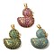 Rack Plating Brass Micro Pave Cubic Zirconia Pendants, Long-Lasting Plated, Lead Free & Cadmium Free, Duck Charms, with Jump Ring, Mixed Color, 26x21x9mm, Hole: 4x3mm