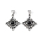 304 Stainless Steel Pendants, with 201 Stainless Steel Snap on Bail, Acrylic, Rhombus with Moon Charm, Antique Silver, 34.5x30x6mm, Hole: 9x4mm