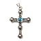 Eye Theme 304 Stainless Steel Pendants, with Glass, Cross, 64x41.5x8.5mm, Hole: 7x4mm