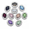 Resin Rhinestone Cabochons with Crystal Rhinestone and Brass Findings, Oval, Mixed Color, Silver Color Plated, 19.5x16x6mm