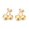 304 Stainless Steel Pendants, Ion Plating(IP), Cherry Charm, Real 18K Gold Plated, 22x17.8x2.5mm, Hole: 1.6mm