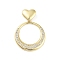 Rack Plating Brass Micro Pave Clear Cubic Zirconia Pendants, Long-Lasting Plated, Lead Free & Cadmium Free, Ring, 39mm, Hole: 4x7.5mm, ring: 31x28.5x3mm