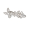 Brass Micro Pave Clear Cubic Zirconia Fold Over Clasps, Cadmium Free & Nickel Free & Lead Free, Butterfly, Platinum, 38mm, Hole: 1.2mm