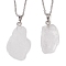 Natural Quartz Crystal Nugget Pendant Necklaces, with 304 Stainless Steel Cable Chains, 15.55~15.94 inch(39.5~40.5cm)