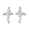 Non-Tarnish 201 Stainless Steel Pendants, Cross with Flower, Stainless Steel Color, 30x18.5x1.5mm, Hole: 1.8mm