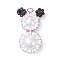 Glass Seed Beaded Snowman Pendants, with 304 Stainless Steel Jump Ring & Glass Pearl Round Beads, Lilac, 28x19x10mm, Hole: 2.5mm