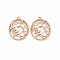 Brass Micro Pave Clear Cubic Zirconia Pendants, Nickel Free, Flat Round with Woman, Real 18K Gold Plated, 19x14.5x2mm, Hole: 1.2mm