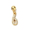 925 Sterling Silver Micro Pave Clear Cubic Zirconia European Dangle Charms, Number, Real 18K Gold Plated, 13.5mm, Hole: 0.6mm, Number: 9x3.5x1.5mm