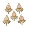 Natural Rose Quartz Pendants, Maple Leaf Charms, with PVD Vacuum Plating Real 18K Gold Plated 201 Stainless Steel Findings, 23x18.5x5.5mm, Hole: 1.8mm