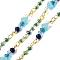 Brass Enamel Ball Chains, with Glass, Lead Free & Cadmium Free, Long-Lasting Plated, Rack Plating, Soldered, with Spool, Real 18K Gold Plated, 24.5x5.5x6.5mm and 5x2x3mm and 3.5x3x0.5mm