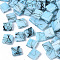2-Hole Drawbench Glass Seed Beads, Opaque Spray Painted, Rectangle, Light Sky Blue, 5x4.5~5x2~2.5mm, Hole: 0.5~0.8mm