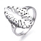 Non-Tarnish 304 Stainless Steel Hollow Out Oval Adjustable Ring, Wide Band Ring for Women, Stainless Steel Color, US Size 6 1/2(16.9mm)