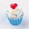 Resin Pendants, with Iron Findings, Cup Cake, Deep Sky Blue, 30~32x23~24mm, Hole: 2mm