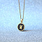 Alloy Black Enamel Flat Round with Letter Pendant Necklaces for Women, Golden, Letter M, 17.72 inch(45cm)