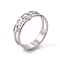 Non-Tarnish 201 Stainless Steel Hollow Out Heart with Evil Eye Finger Ring for Women, Stainless Steel Color, US Size 6 1/4(16.7mm)