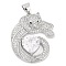 Brass Micro Pave Cubic Zirconia Pendants, Cadmium Free & Lead Free, Leopard Charms, Platinum, 26x21.5x5.5mm, Hole: 4x3mm