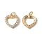 Rack Plating Brass Charms, with Cubic Zirconia & Jump Ring, Hollow Heart Charm, Cadmium Free & Lead Free, Long-Lasting Plated, Real 18K Gold Plated, 15x13.5x2.5mm, Hole: 2.5mm