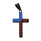 Independence Day 304 Stainless Steel Enamel Pendants, Cross Charm, Black, 37.5~41x20.5~22.5x2.5~3mm, Hole: 9x5.5mm