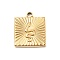 304 Stainless Steel Pendants, Square with Snake Charm, Real 18K Gold Plated, 22x18.5x2.5mm, Hole: 2x2.5mm
