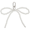 4Pcs Bowknot Plastic Imitation Pearl Pendant Decorations, Alloy Clasps Charm for Bag Ornaments, White, 12cm