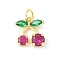 Brass Micro Pave Cubic Zirconia Pendants, Cherry Charms, Long-Lasting Plated, Cadmium Free & Lead Free, Rack Plating, Real 18K Gold Plated, with Jump Ring, Medium Violet Red, 12.5x11.5x4mm, Hole: 3mm