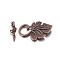 Alloy Toggle Clasps, Cadmium Free & Nickel Free & Lead Free, Leaf, Red Copper, Toggle: 36x22x4.5mm, Hole: 1.5mm, Bar: 24x7x4.5mm
