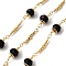 Brass Round Link Chains, with Quartz, Soldered, with Spool, Real 18K Gold Plated, 21x3.5x3mm