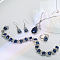 Alloy Rhinestone Glass Jewelry Sets, Include Bracelets & Earrings & Necklaces & Rings, Teardrop, Platinum, Dark Blue, 440mm
