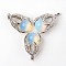 Eagle Claw Alloy Opalite Pendants, Platinum, 34~36x22~24x16mm, Hole: 5x8mm