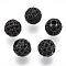 Rack Plating Brass Cubic Zirconia Beads, Long-Lasting Plated, Cadmium Free & Lead Free, Round, Gunmetal, 8x7mm, Hole: 2mm