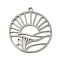 Non-Tarnish 201 Stainless Steel Pendants, Flat Round with Sun, Stainless Steel Color, 27.5x25x1mm, Hole: 1.5mm