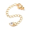 Brass with Cubic Zirconia Chain Extender, End Chains, Cadmium Free & Nickel Free & Lead Free, Heart, Real 18K Gold Plated, 73mm