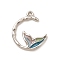 Alloy Enamel Pendants, Streamer Fish Tail Charms, Platinum, 22.5x19.5x2.5mm, Hole: 1.6mm
