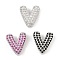 Brass Micro Pave Cubic Zirconia Slide Charms, Long-Lasting Plated, Heart, Platinum, 12x11x6.5mm, Hole: 1.5x3.5mm and 10x1.5mm