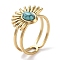 Ion Plating(IP) 304 Stainless Steel Ring, Synthetic Turquoise Rings, Flower, 15.5x12.5mm, Inner Diameter: Adjustable