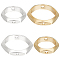 48Pcs 4 Styles Brass Bead Frames, Long-Lasting Plated, Hexagon, Mixed Color, 8~11x2mm, Hole: 1mm, Inner Diameter: 6.5~9mm, 12pcs/style