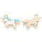 Alloy Enamel Pendants, Unicorn, Light Gold, Sky Blue, 13x22x2mm, Hole: 1.8mm