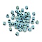 Opaque Acrylic Beads, Cube with Letter, Golden Metal Enlaced, Deep Sky Blue, 6x6x9mm, Hole: 3mm, about 3125pcs/500g