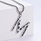 3Pcs 304 Stainless Steel Textured Letter Pendants, Without Chain, Letter M
