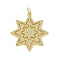 Brass Micro Pave Cubic Zirconia Pendants, Cadmium Free & Nickel Free & Lead Free, Sun, Real 18K Gold Plated, 37.5x34x3.5mm, Hole: 5mm
