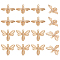 16Pcs 2 Styles Brass Pendants, Bees, Real 18K Gold Plated, 11.5~14x17x4.5~5mm, Hole: 1mm, 8pcs/style