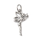 Rack Plating Brass & Clear Cubic Zirconia Pendants, Cadmium Free & Lead Free, Long-Lasting Plated, Butterfly fairy, with Jump Ring, Platinum, 18.5x10x2mm, Hole: 5mm