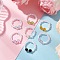 ABS Plastic Imitation Pearl Elastic Rings for Women, with Imitation Austrian Crystal, Round, Mixed Color, 6mm, US Size 8 1/2(18.5mm), 7pcs/set