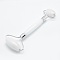 Natural White Jade Brass Face Massager, Facial Rollers, Platinum, 146~150x54~58x19~22mm